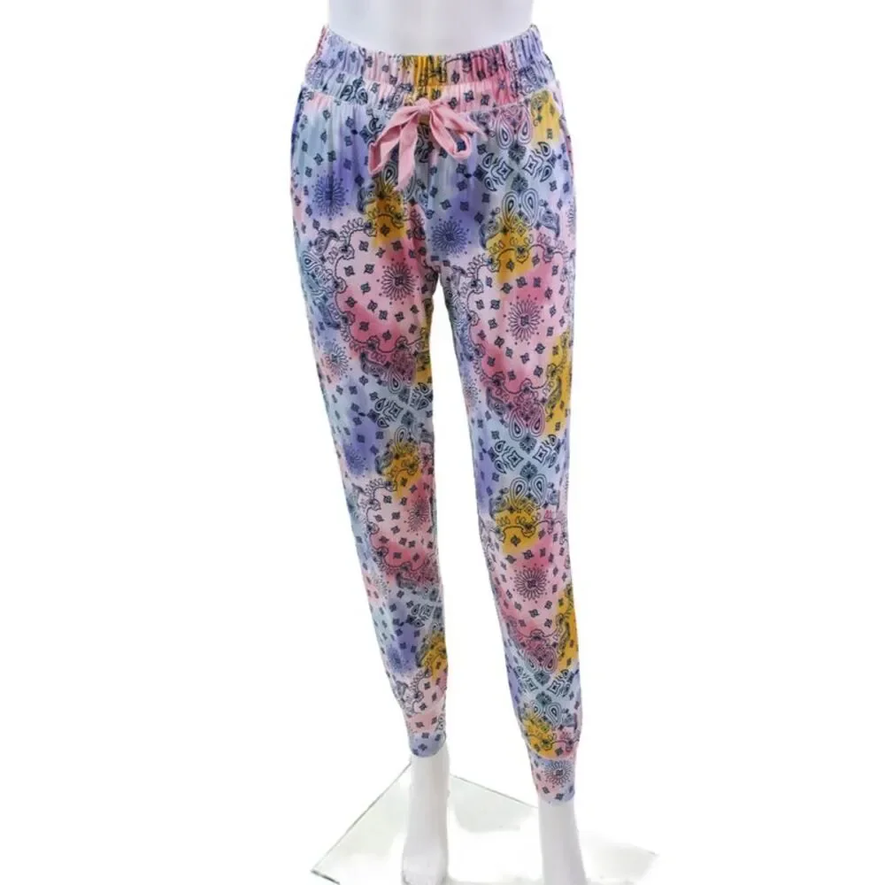 Emerson Road Womens Paisley Hoodie + Pants Sleepwear Set Multicolor Size XS
